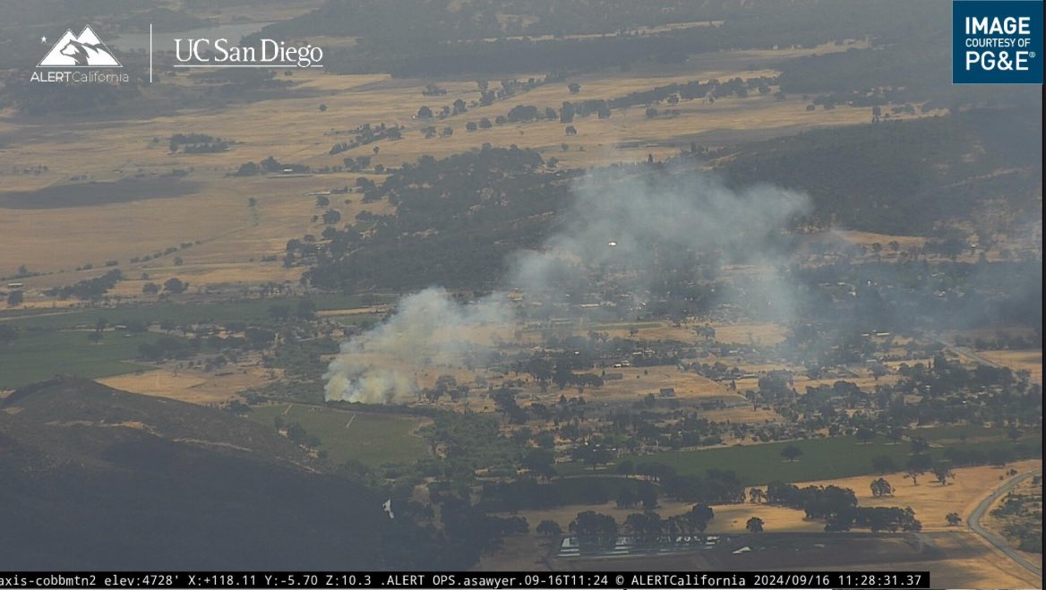 PoppyFire: CAL FIRE/South Lake County FPD is at scene of a vegetation fire, approximately 1/2 acre in grass and brush near the 15200 block of Poppy Lane in Middletown. The fire is burning at a moderate rate of spread