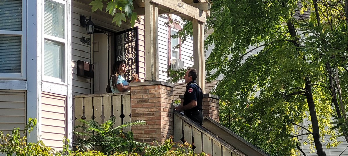 Following the unfortunate unfortunate fire fatality on the 4900 block of W. Quincy, Batt 18, Truck 26, & E113 assisted Pud Ed in distributing important safety literature & smoke detectors to residents on the block