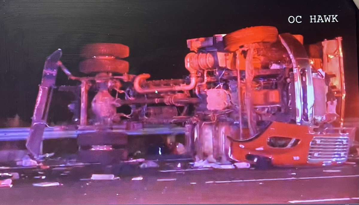 Multiple Orange County Fire Authority firefighters injured and airlifted to a local hospital after their vehicle crashed on the 241 in Irvine. CHP says 8 injured, 6 with major injuries. Officials say the driver swerved to avoid a ladder in the roadway, lost control and crashed into the guardrail.