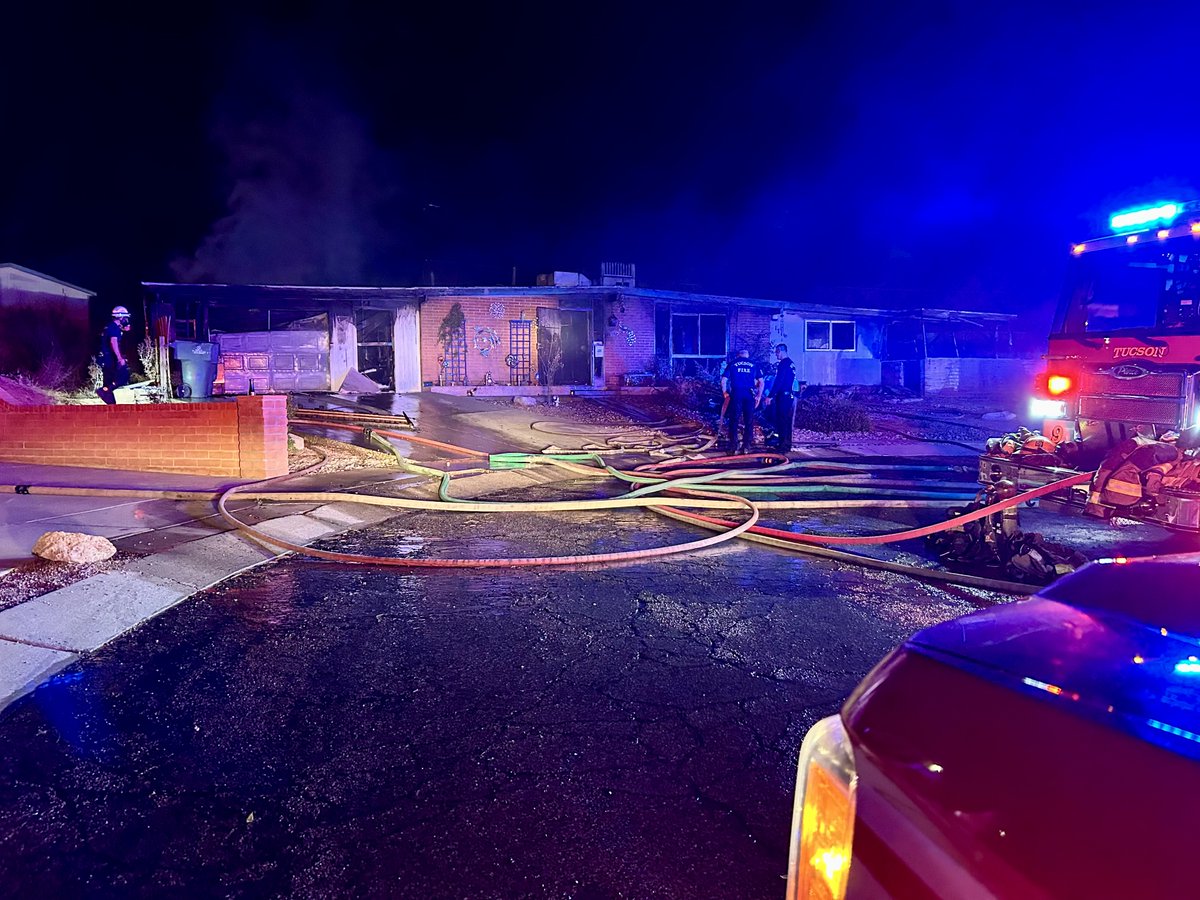 Last night, Tucson Fire crews responded to the 1700 block of S. 29th St. for a residential fire. Upon Arrival crews encountered heavy fire load and went into defensive operation. A second alarm was called due to that heavy fire load and resources that  were required.