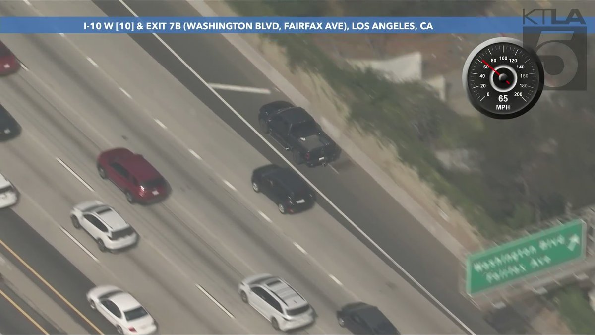 LAPD is in pursuit of a fleeing driver of a suspected stolen pickup truck in Southern California. The driver allegedly struck a police vehicle in Los Angeles during the pursuit