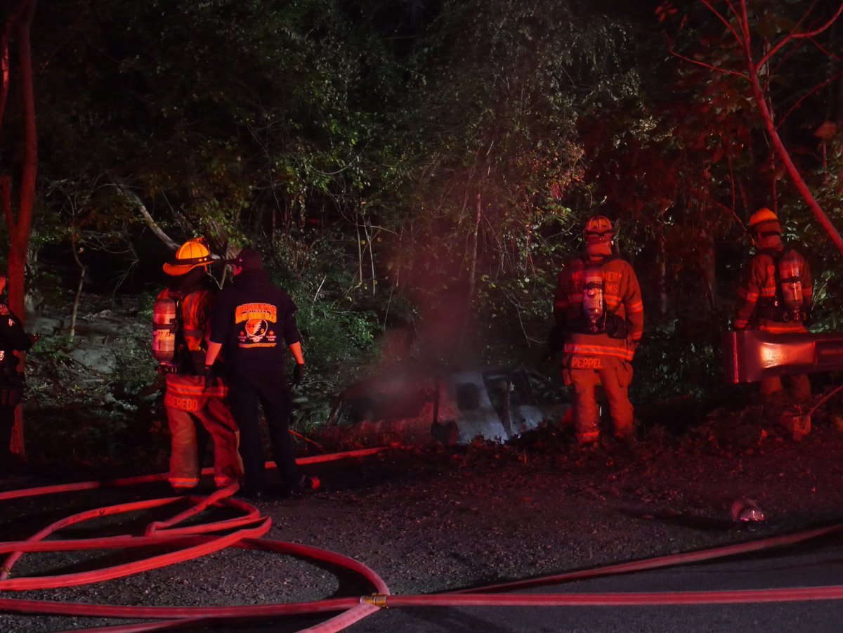 POSSIBLY STOLEN CAR CRASHES INTO CREEK, CATCHES FIRE: Sligo Creek Pkwy & Heather Ave in Takoma Park— the car was found in the creek & on fire. After ~half an hour of putting out the flames, car fire out; no occupants. (reportedly stolen just a few blocks away)