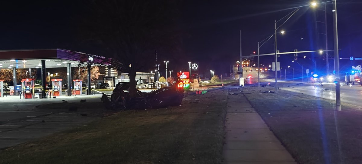 Omaha Fire Department and Omaha Police responded to a personal injury accident at 144th and Hillsdale Avenue for a car that struck a tree and was on fire. The single occupant of the vehicle was declared deceased on scene