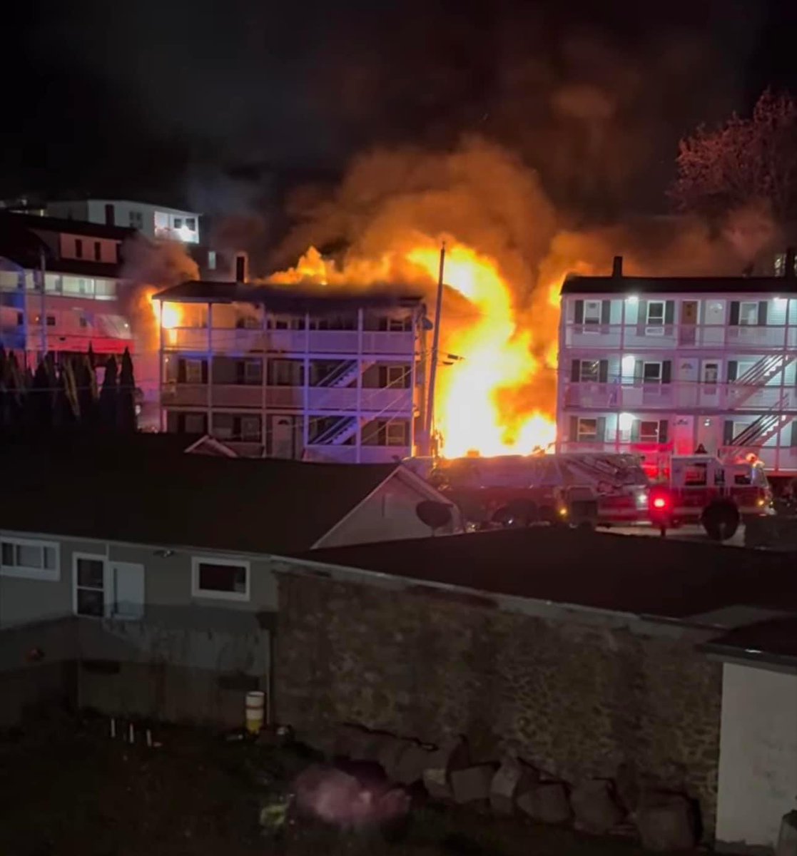 Overnight fire in southbridge, ma   7th alarm was transmitted, as fire spread to exposure buildings fd arrival in southbridge.