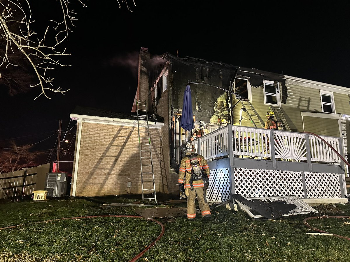 Peacock Lane, Colesville, fire extinguished, appears to have originated on or near the rear deck of house (fire extended into house via attic), no injuries one family & several pets displaced