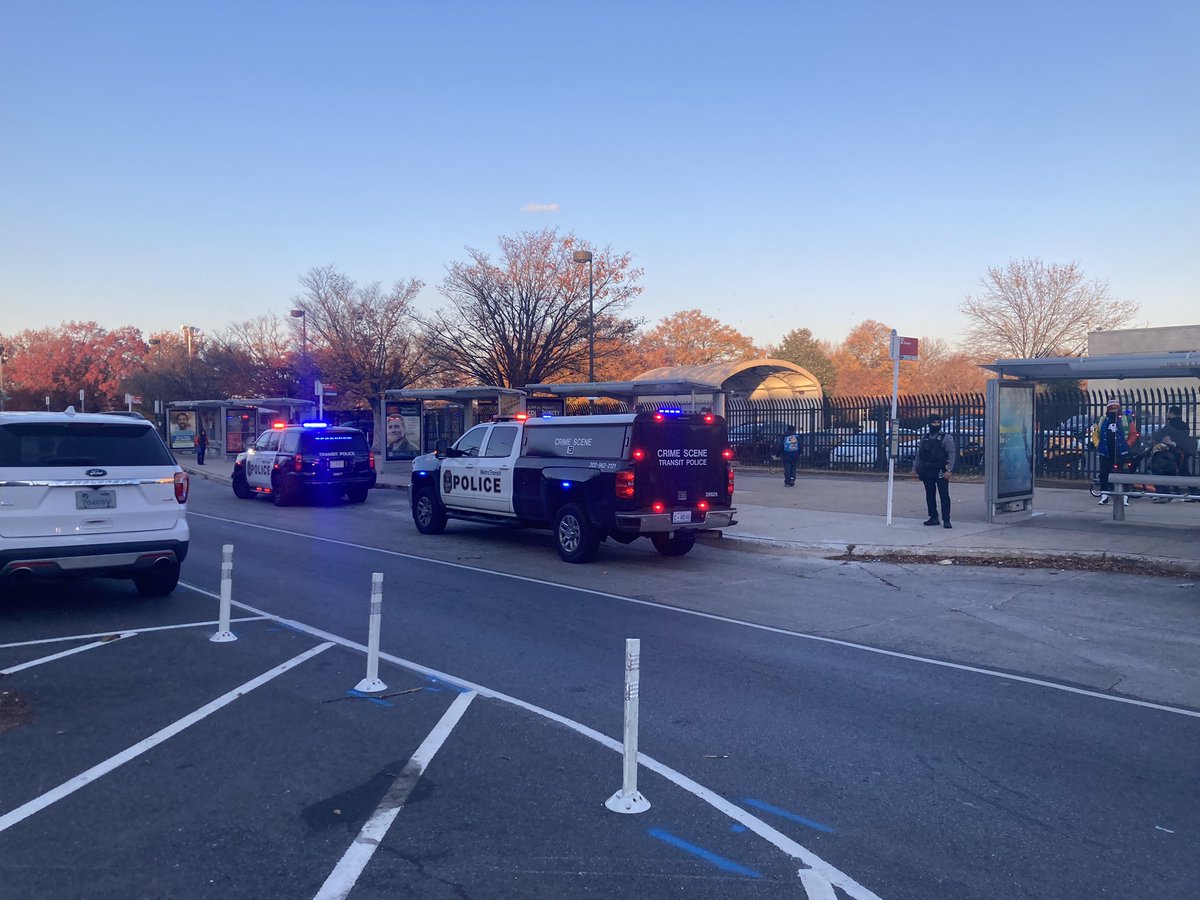 shots fired near Stadium Armory @wmata station, WMATA bus blocked off with crime tape.