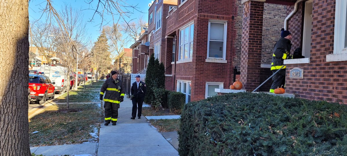 DDC 224, Batt 6, E65, & T52 joined Pub Ed to pass out smoke detectors & safety literature following the unfortunate fire fatality that occurred this morning on the 4500 block of S. Francisco.  Check batteries in smoke detectors; keep space heaters away from furniture