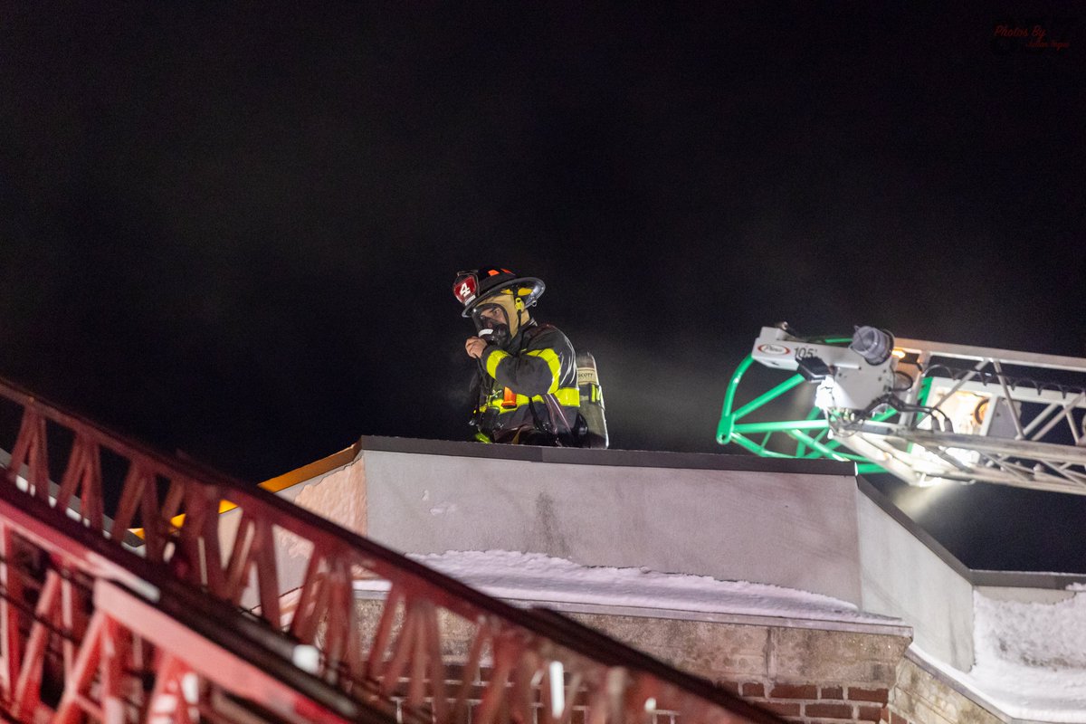 Members of Cambridge Rescue and Ladder 1 rescued an occupant via aerial from a 2-alarm apartment fire on Kirkland St early this morning. Crews made an aggressive attack and contained the the fire to the unit of origin, with minor extension to the cockloft