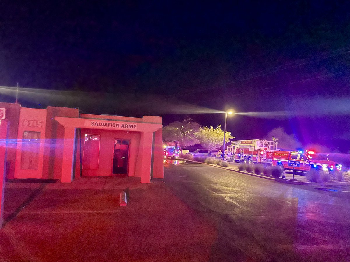 The Tucson Fire Department was dispatched to a fire at the Salvation Army in the 6700 block of East Tanque Verde Road. Crews arrived on scene 9 minutes later to find a fire on the back patio and were able to get the fire under control by 6:11