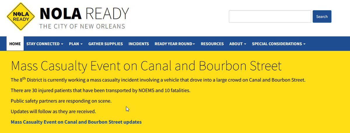 City of New Orleans confirms 10 dead and 30 injured after vehicle drove into crowd on Bourbon Street