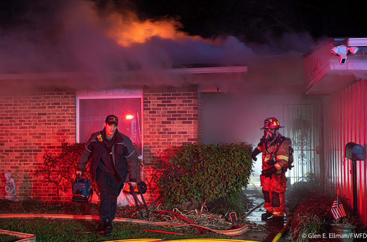 The Fort Worth Fire Department received multiple calls of a house on fire in the 1300 block of Stafford Drive on the southside of the city. When crews arrived, they found fire through the roof of the home.