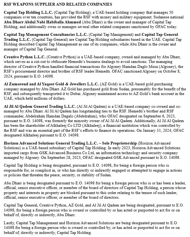 US sanctions leader of Sudan's Rapid Support Forces (RSF) @USTreasury accuses RSF's Mohammad Hamdan Daglo Mousa, aka Hemedti, of engaging a litany of documented war crimes and atrocities, including ethnically motivated killings and sexual violence as a weapon of war