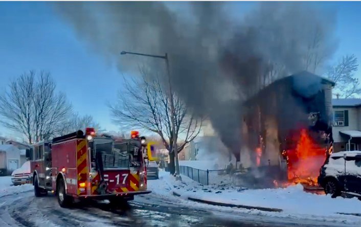 This was the scene in the 4300 block of Varnum Pl. NE as the first unit arrived at the house fire. The Hazmat Unit was later requested to secure lithium ion batteries exposed to the flames, but they are not believed to be the cause. DC firefighters