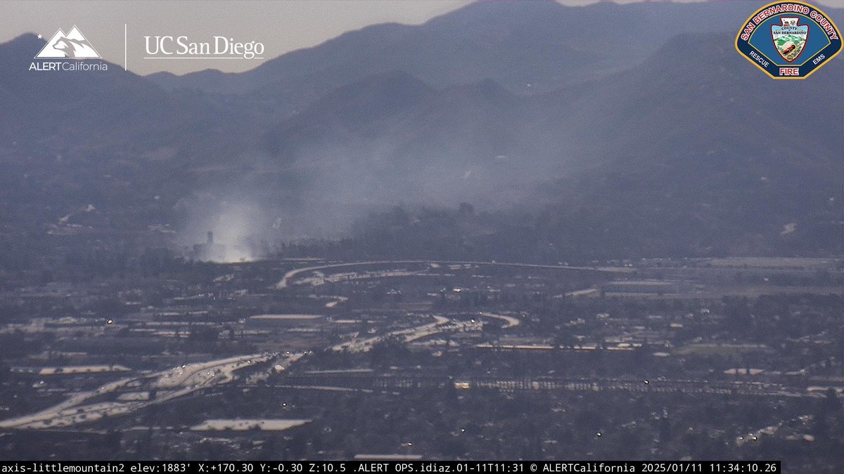 Fire in SanBernardino at the I-215/I-10 interchange. Probably another homeless fire starter