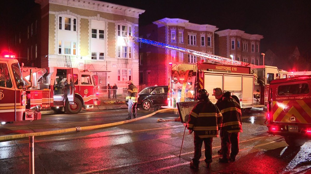 Twenty-three people were displaced and two women were rescued from a fire in a multi-family home in Hartford Monday night