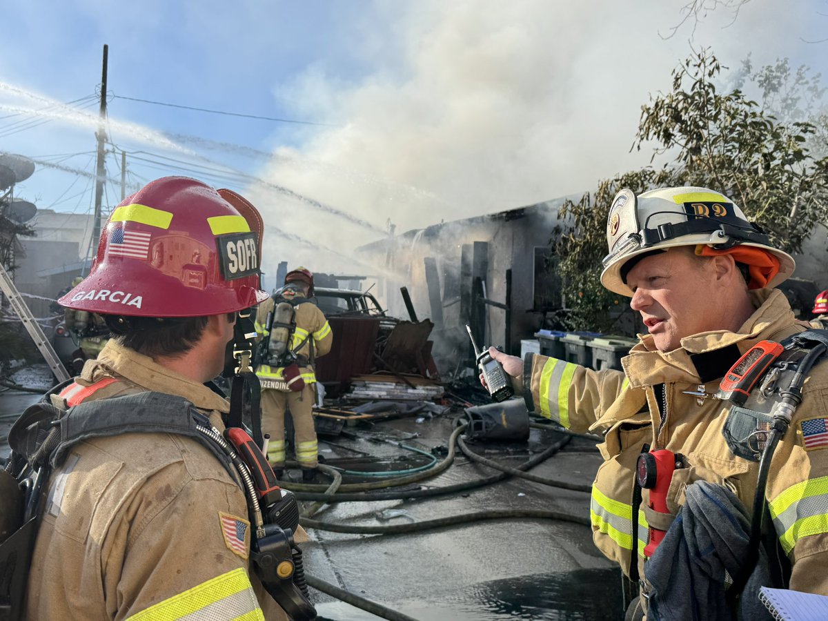 Santa Ana - Firefighters received a call for a fire in a single-family home in the 400 block of W. 16th St. at 8:00 this morning. Crews found an exterior fire that was extending into a home and initiated an attack on the fire and search for residents