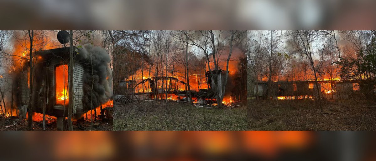 Firefighters battle blaze at abandoned mobile home in The Woodlands