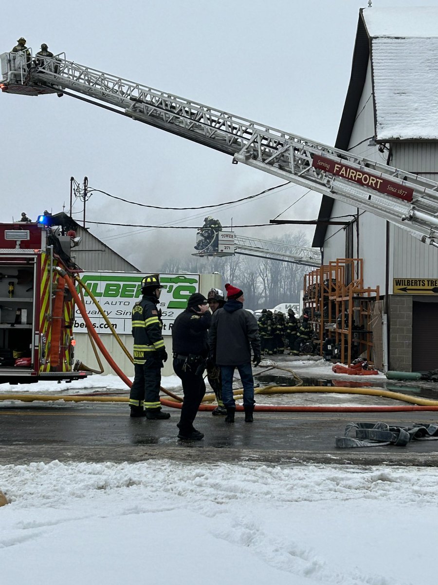 Multiple Fire Departments from Monroe and Wayne Counties on scene of a Fire at Wilbert’s Premium Auto Parts in Webster