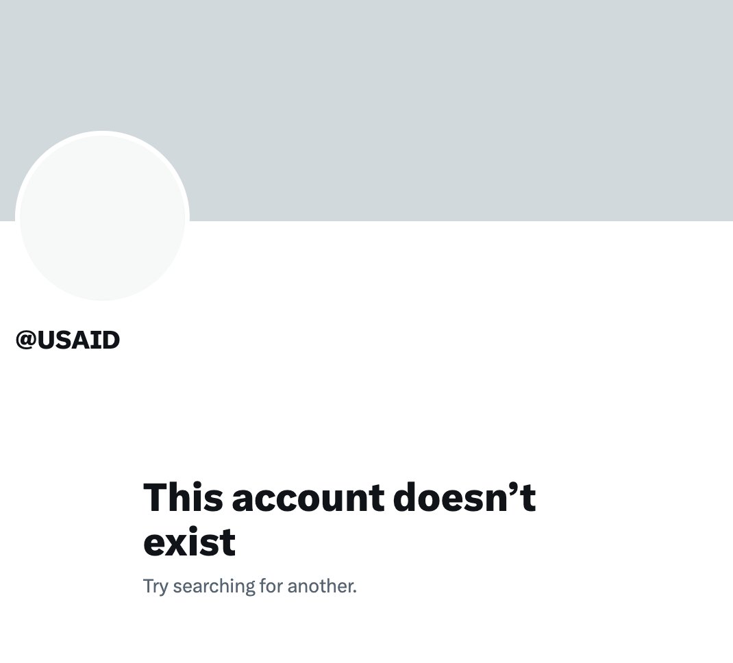 Twitter hat den Account von @USAID vollständig gelöscht, nachdem Gerüchte aufkamen, dass die Trump-Regierung die Agentur auflösen will. Die USAID-Website wurde heute früh abgeschaltet.
