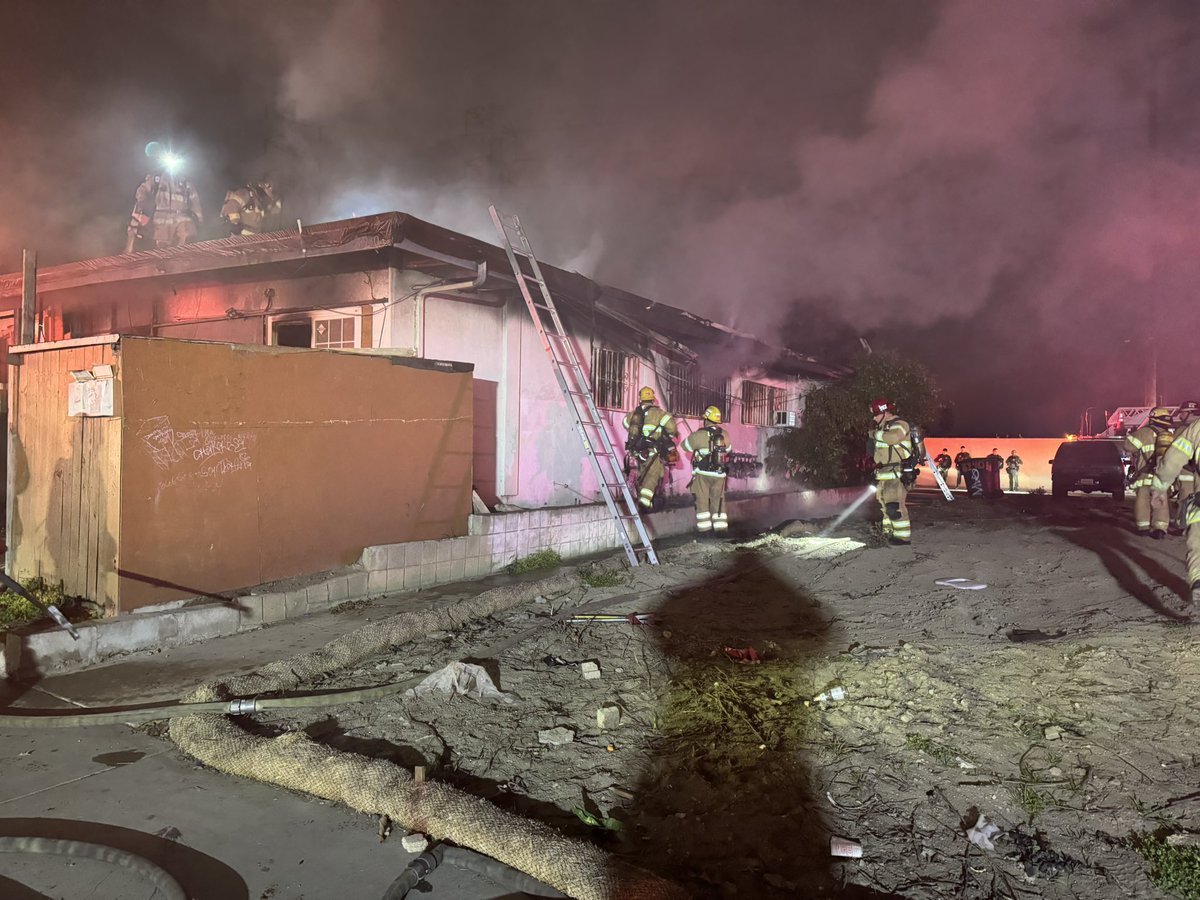 Stanton - Firefighters were alerted to a fire in an apartment building in the 8900 block of Pacific Ave.  The first-arriving unit found fire in one apartment and initiated an attack on the blaze and a search for people.