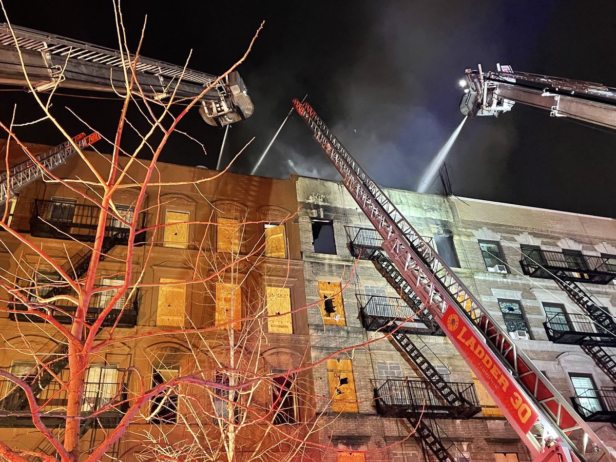 Fire Department received a call at 108 West 139 Street for a fire. Our units arrived in approximately three-and-a-half minutes. This is a five-story, non-fireproof multiple dwelling that has been vacant for many years