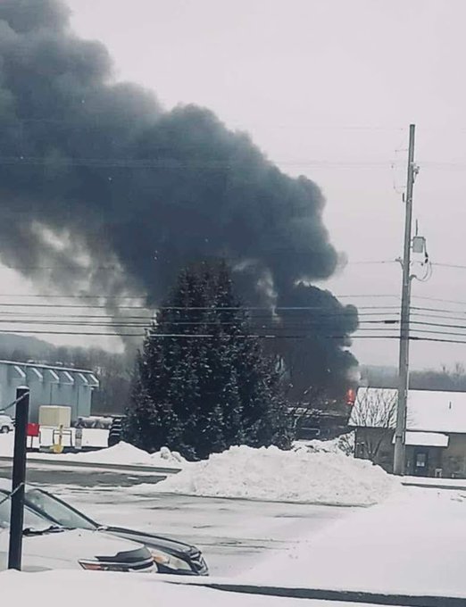 Emergency teams are actively battling a large fire following a powerful explosion at a LORD Corporation industrial facility in Saegertown, PA.  Authorities have instructed residents to remain indoors as a precaution against possible hazardous substances