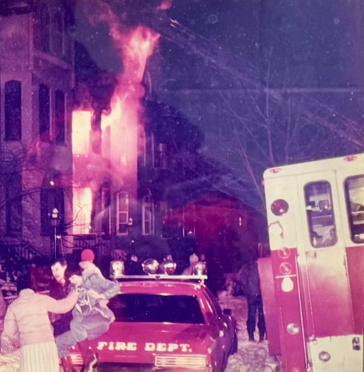 4 occupied 3 story row homes were ravaged by fire at this 3rd Alarm and specials in the 1800 block of 19th St NW. Blaze took place on January 15th, 1982, 2 days following the Air Florida crash. DC firefighters