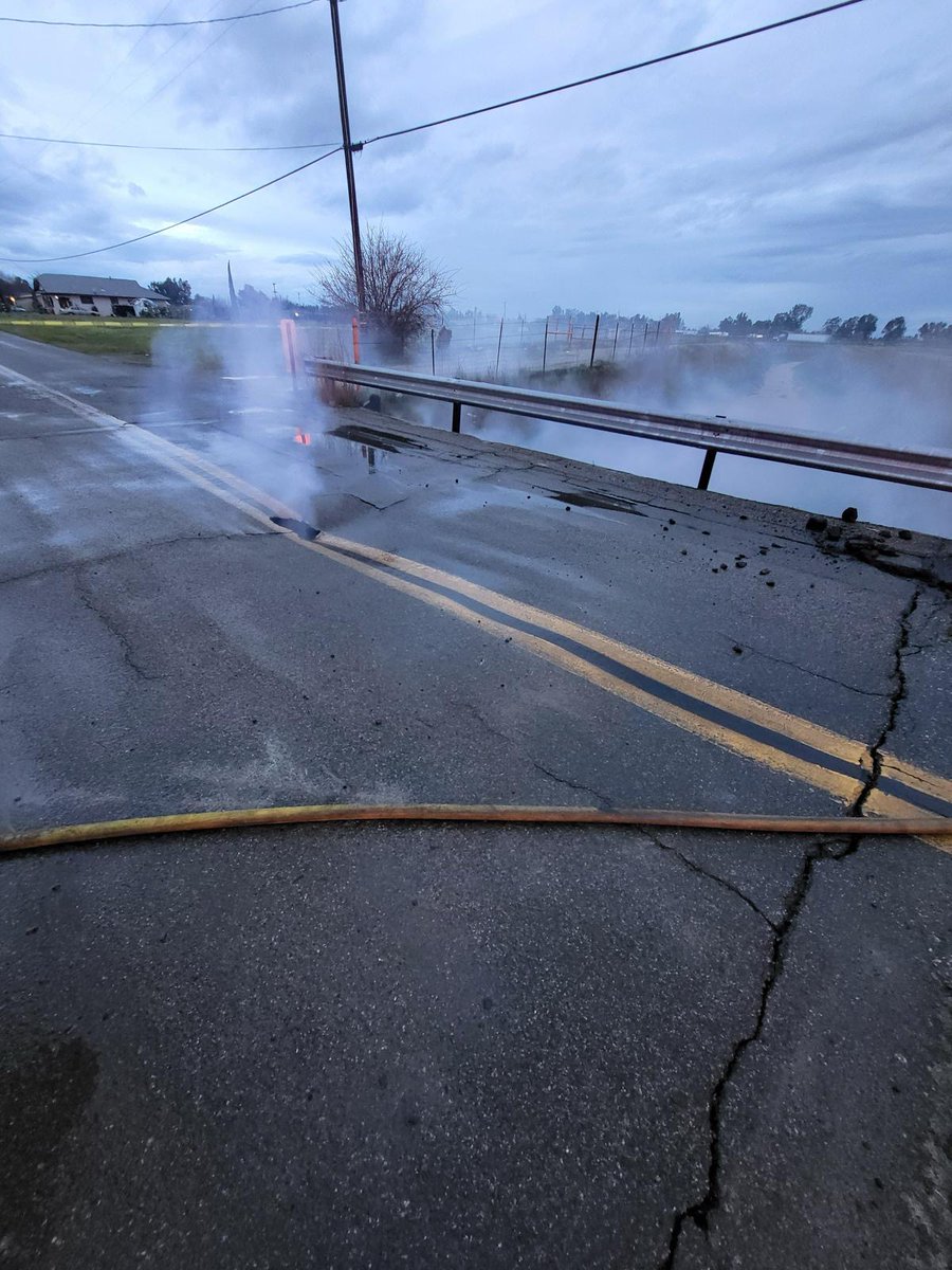 A roadway in Madera is closed due to a fire on Thursday. According to police, the roadway has significant damage