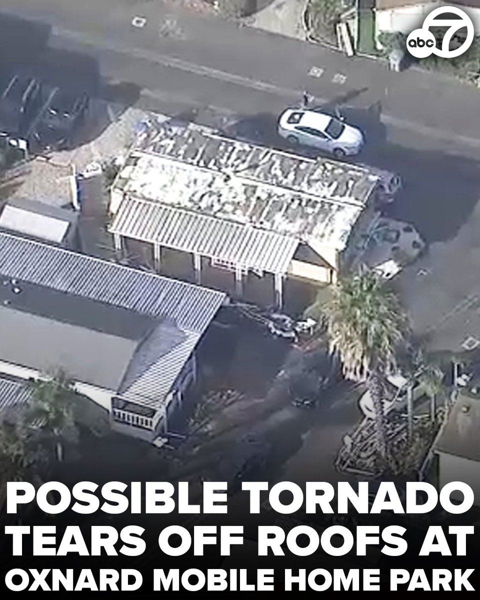 Strong winds - including a possible tornado - tore the roofs off several structures Thursday afternoon at a mobile home park in Oxnard, the National Weather Service said.No injuries were reported.