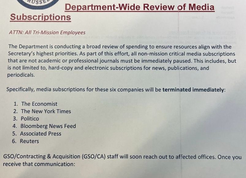 Le département d'État américain oblige tous ses employés à annuler leurs abonnements à tout média hostile à Trump