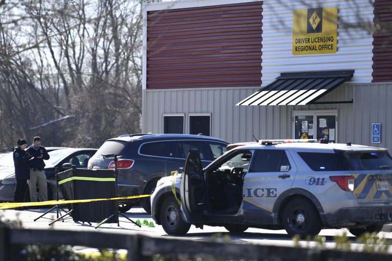 Police say three people were shot and killed at a motor vehicle office in Louisville on Friday