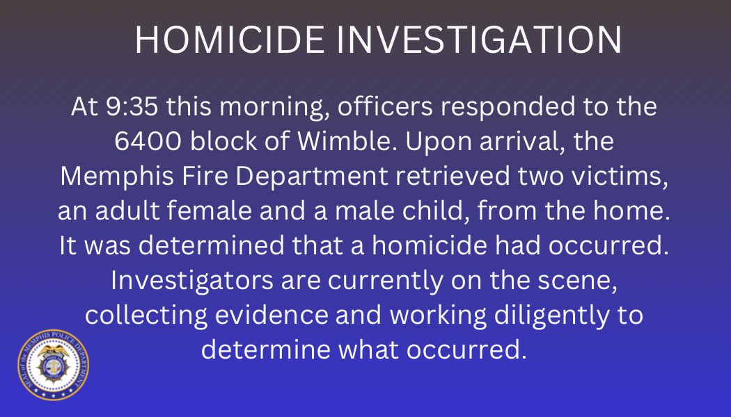 Homicide Investigation 6400 Block of Wimble