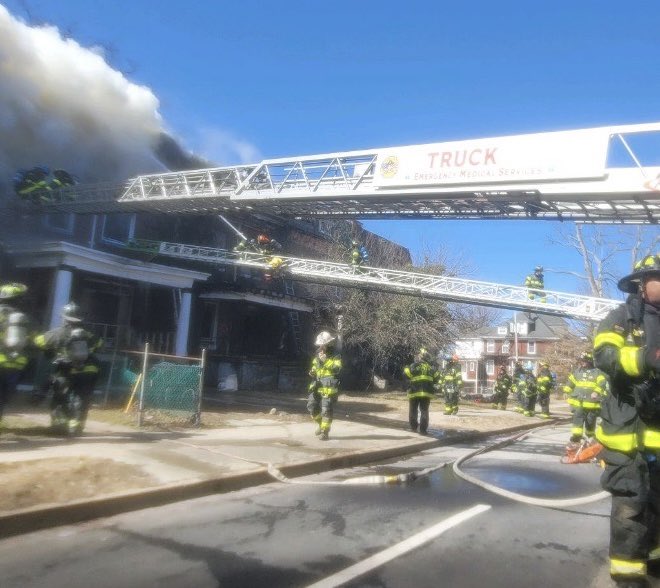 Baltimore Firefighters are fighting a 2 alarm fire in Northwest Baltimore.