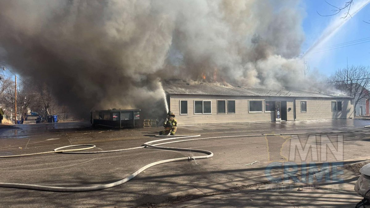 SAINT PAUL: Fire crews are on scene of a 2-alarm blaze at Fulton Flooring, 315 Atwater Street. Firefighters found heavy fire from all sides of the structure, with a full roof collapse reported around 1:20 p.m. and another ladder requested.