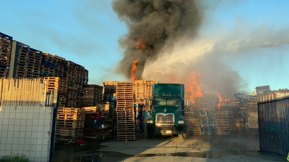 Firefighters in San Bernardino were busy early Saturday morning battling multiple commercial fires