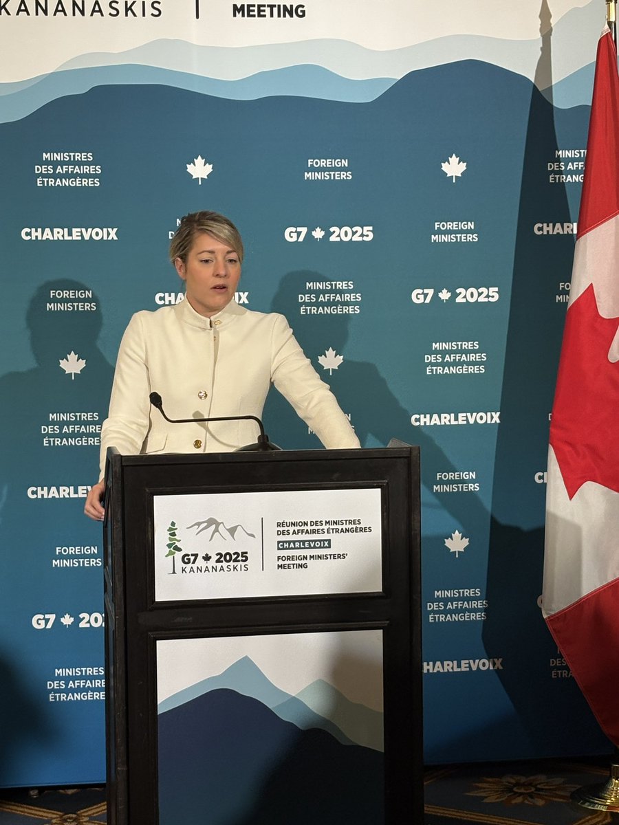 Canada’s foreign minister Joly this morning at G7 presser: “What I said to the secretary (Rubio) is Canada's sovereignty is not up to debate. Period. There's no argument. There's no conversation about it. There's no need to talk about it. You're here. You respect us.“