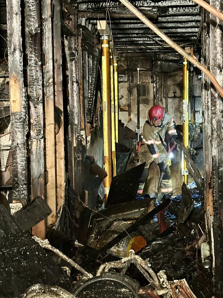 Following the 2 Alarm fire in the 2200 block of 16th St NE, the collapse rescue team returned to the scene to shore up the unstable first floor, allowing for a complete search of the basement & providing a safe environment for  to conduct their work. DC firefighters