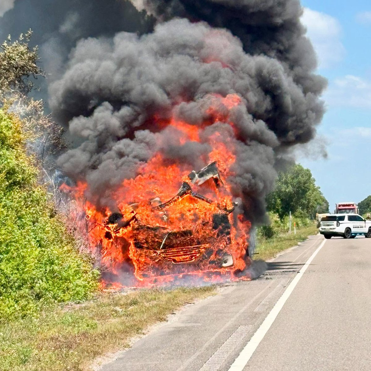 Fire engulfs RV in Indiantown near 20000 SW Warfield Boulevard, north of SW Fox Brown Road.