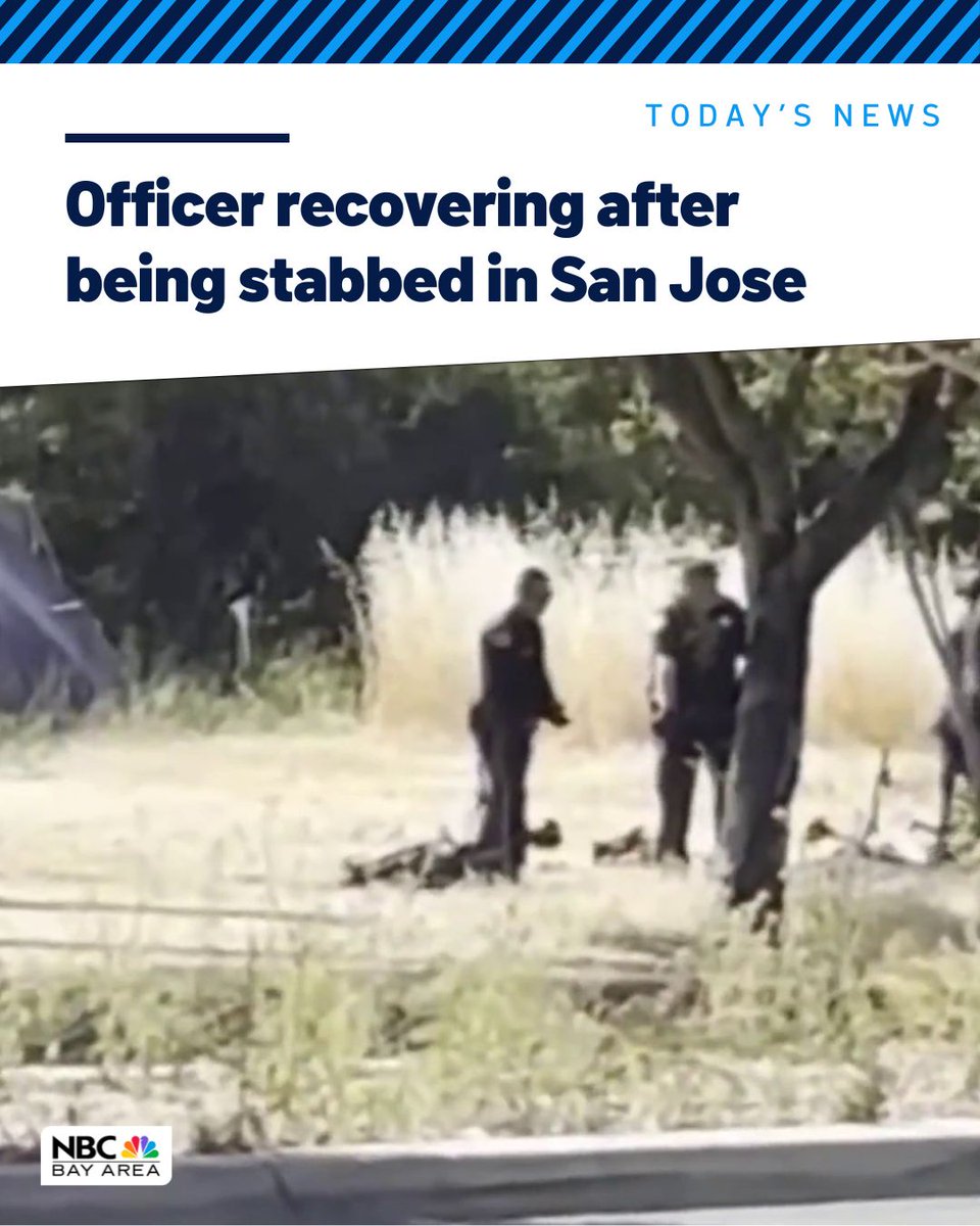 A San Jose police officer is recovering at a hospital after being stabbed while responding to a call of a man with a machete: