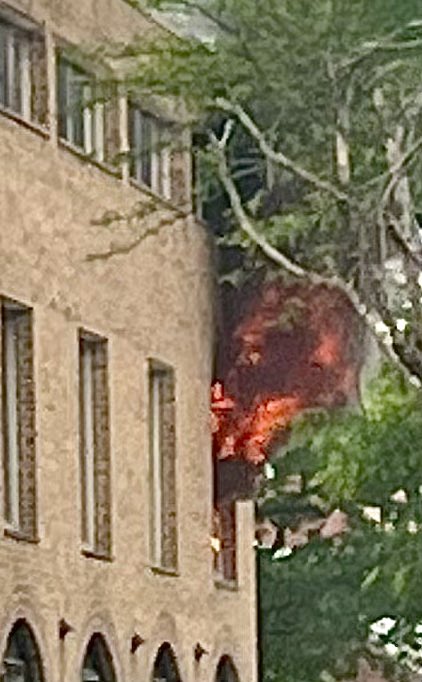 Image with fire showing at the Box Alarm in the 1400 block 4th St South-West DC firefighters
