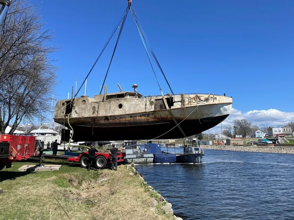 Crews recovered a sunken vessel from a lake in Michigan this week