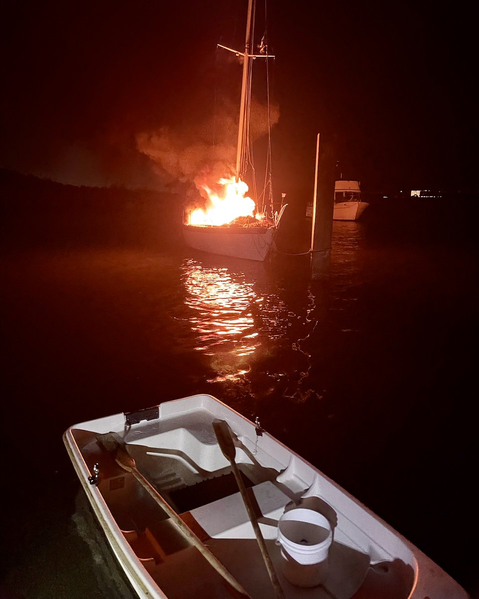 Man narrowly escapes as raging fire consumes sailboat in Lake Worth Beach