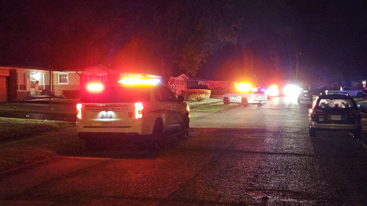 Police in Ferguson investigating after a call for a shooting in the 900 block of Perch. One man was transported from the scene by ambulance