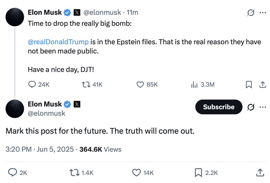 Elon Musk o tweecie „Trump powinien zostać poddany impeachmentowi, a JD Vance powinien go zastąpić: Tak