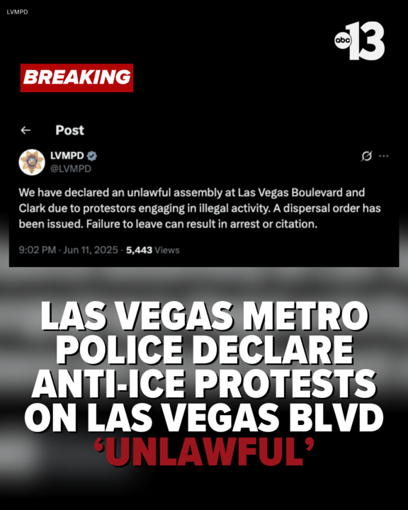 Las Vegas Metro Police have declared the anti-ICE protests on Las Vegas Boulevard as an unlawful assembly due to alleged illegal activity