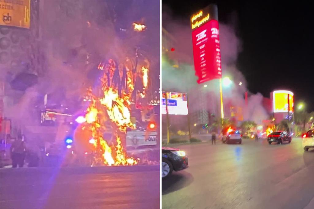 Fire erupts on Las Vegas Strip after apparent explosion: ‘Sounded like a bomb’