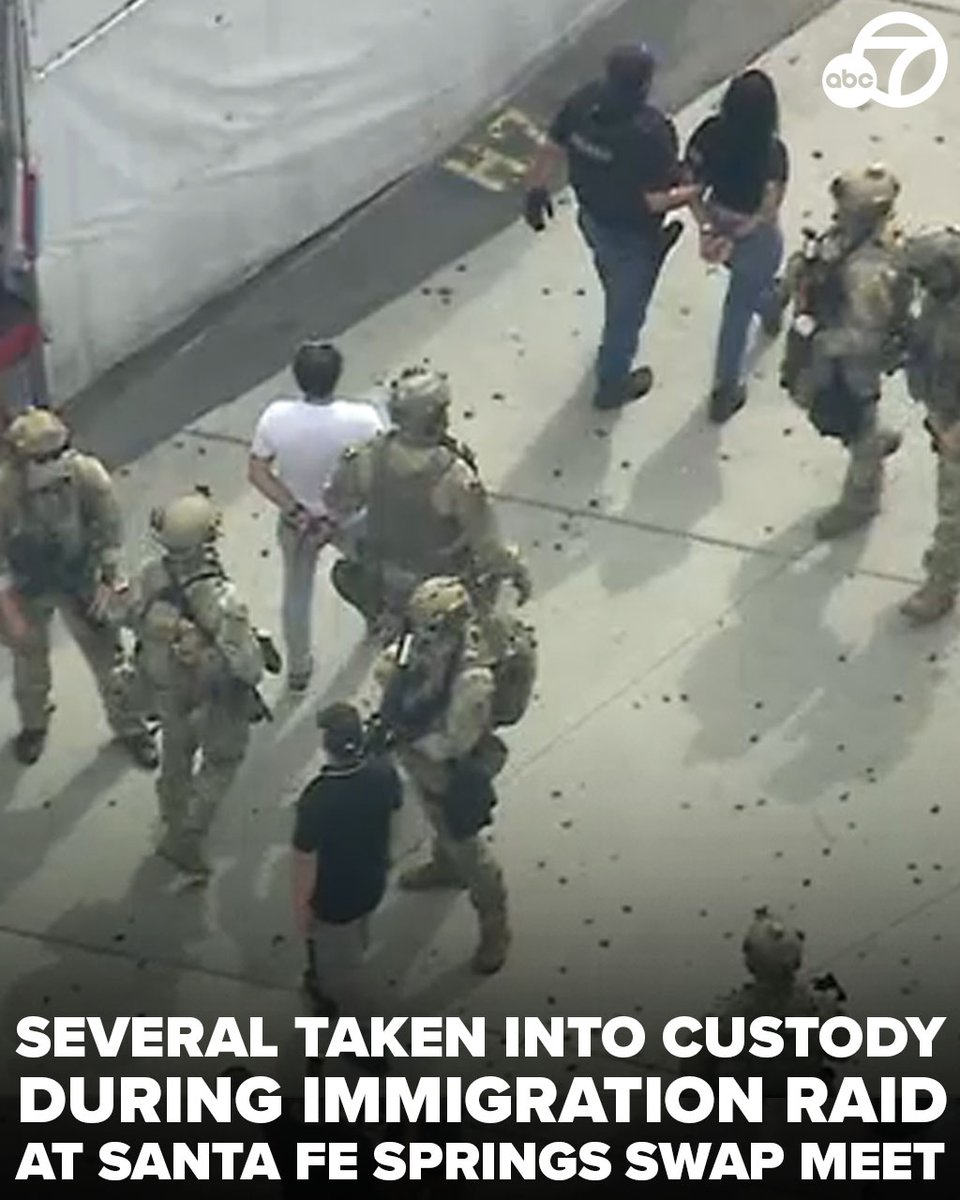Several people were taken into custody Saturday afternoon during an apparent immigration raid at the Santa Fe Springs Swap Meet. federal agents on the property, taking people into custody