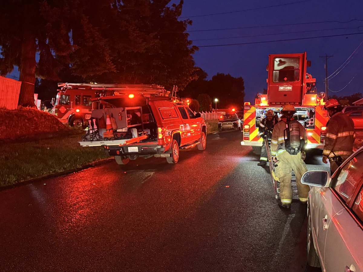 2900 blk S D St, Tacoma Fire crews responded to an apartment fire that displaced 10 people. The fire started on floor 1, extended through floor 2, reached the roof.  transported 1 patient with serious injuries, 1 patient evaluated on scene, 2 cats rescued