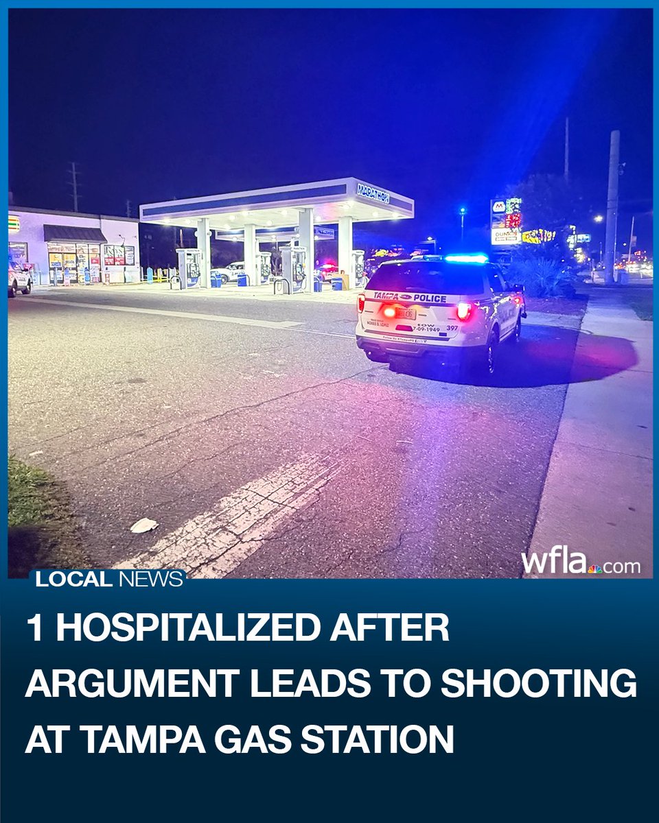 One person was hospitalized after an argument led to a shooting at a gas station early Monday morning.