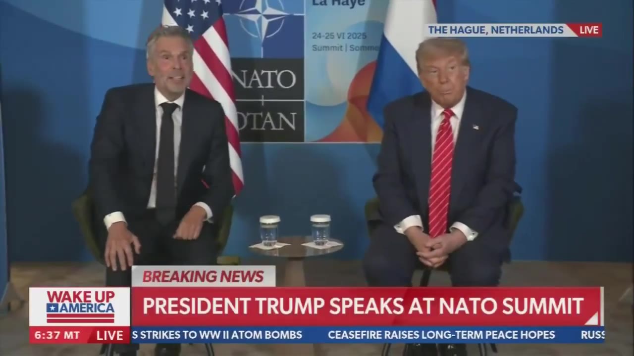 Question: Can you clarify your stance on Article 5?; TRUMP: I stand with it. That's why I'm here. If I didn't stand with it I wouldn't be here. Question: So you'd defend countries; TRUMP: What did I just say? Yeah. Why would I be here?